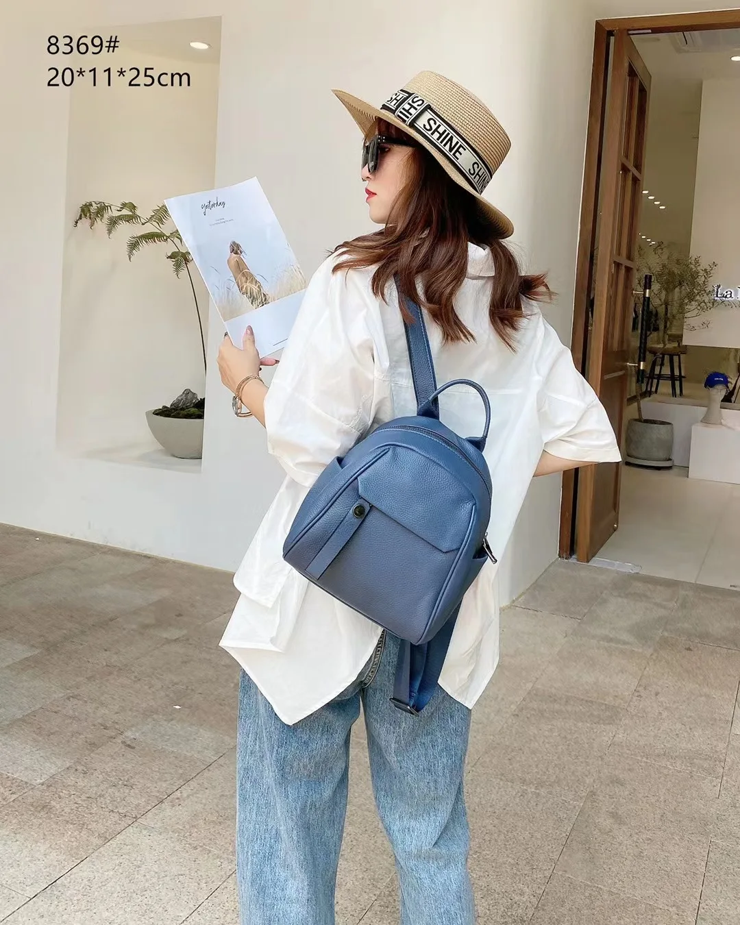 Zaino Donna In Pelle Vegan UTO - Con Fiocco E Nappe, Multi Scomparti Per Università - Foto 6