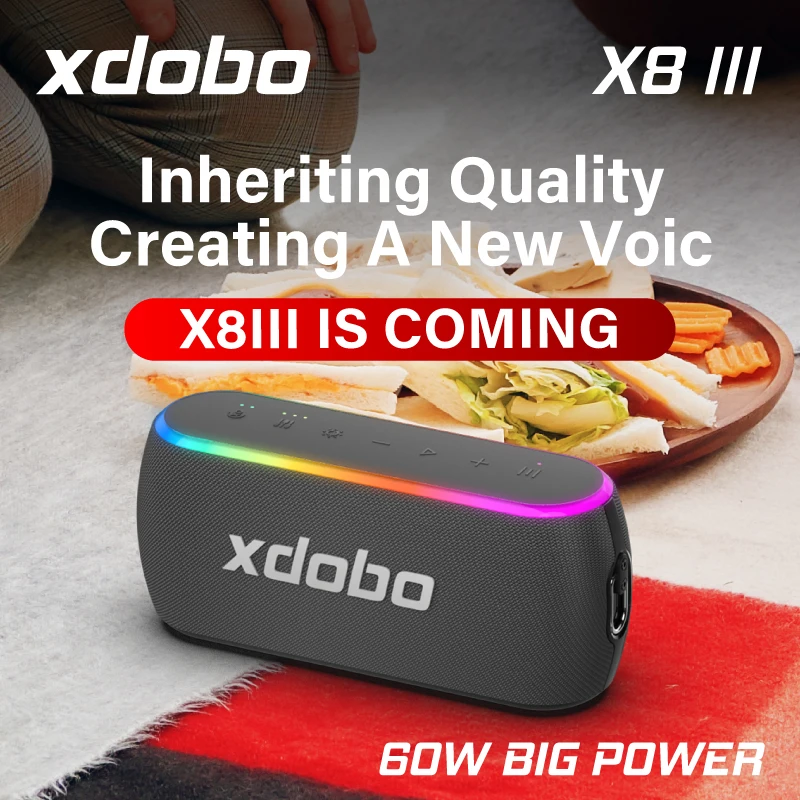XDOBO X8 III 60W ポータブル カラフルRGBスピーカー IPX7 防水 TWS