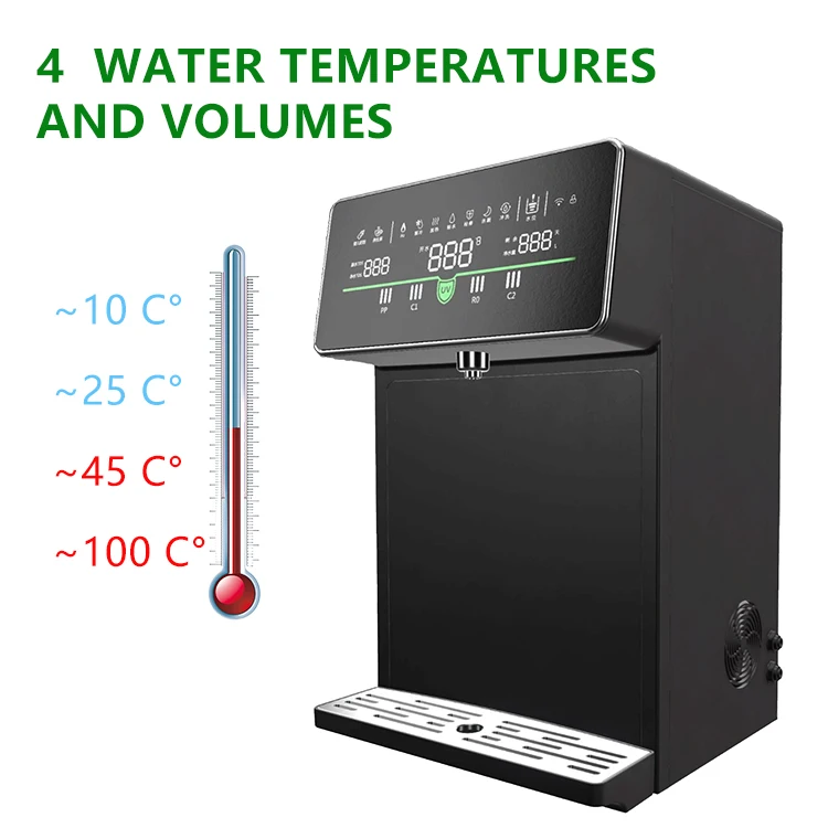 Free Installation Countertop Water Dispenser with 3-Stage Filtration Hot & Cold Household Purifier Plastic Tank for Hotel RV Car