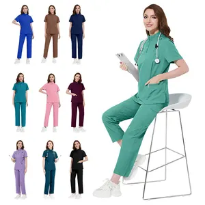 Wholesale Custom Logo Fashionable Scrubs Uniforms Sets for Women Doctor Nurse Scrubs Hospital Medical Uniforms