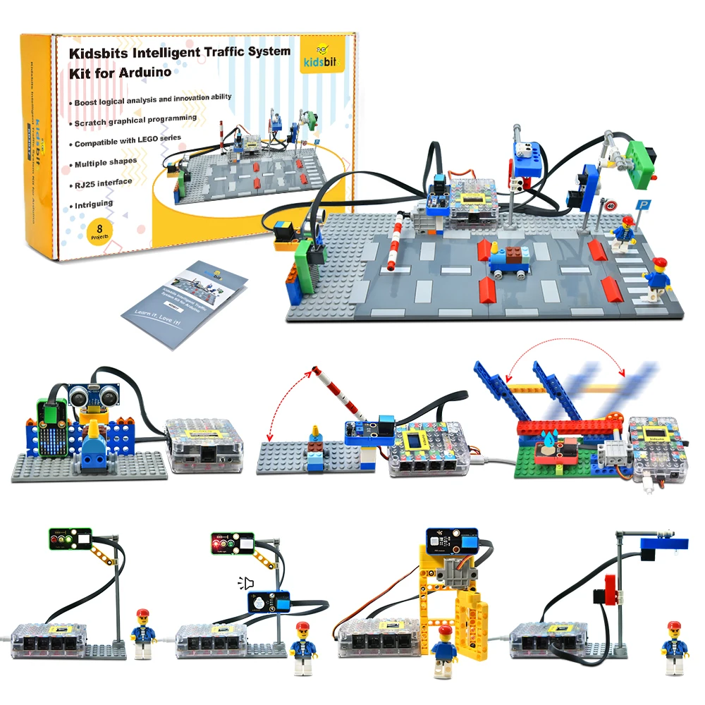 Kidsbits Intelligent Traffic System Kit DIY STEM Education Building Blocks Kit for Arduino