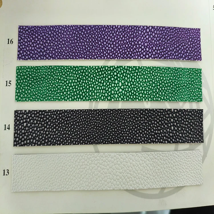 High Quality Full Grain Imitated stingray Fish Skin Grain Artificial PVC Leather Roll for Bags Shoes