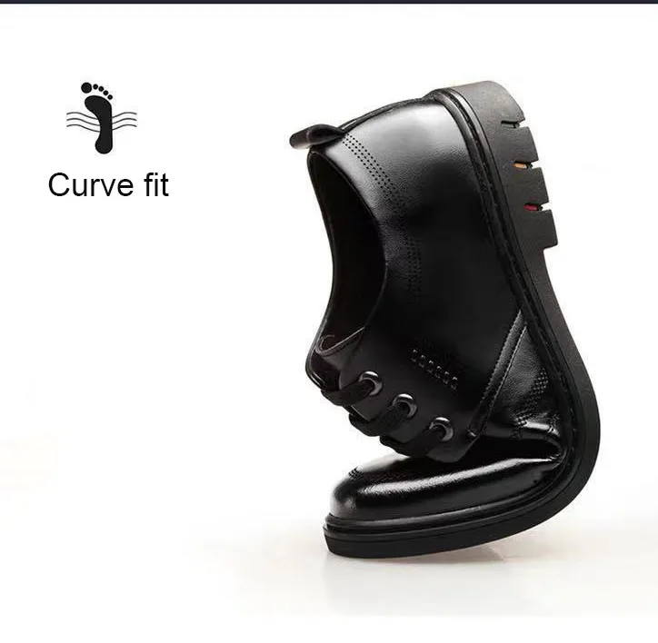 Breathable Round Head Soft Sole PU Work Shoes Casual Fashion Genuine Leather Men's Formal Shoes