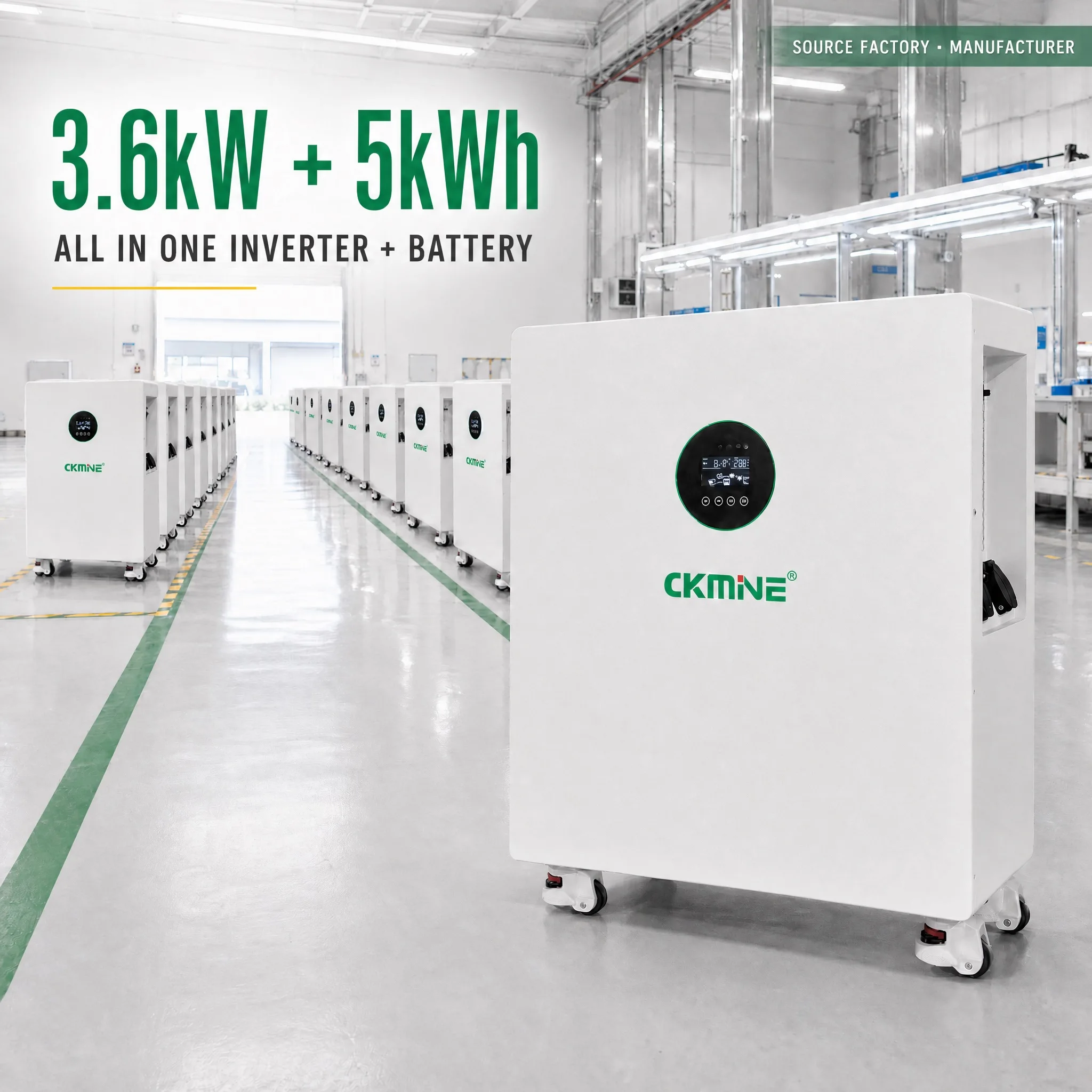 All in One Solar Inverter Energy Storage 3.6kW 5kWh 25.6V LiFePO4 Lithium Battery Off Grid Hybrid Factory Direct Price CKMINE