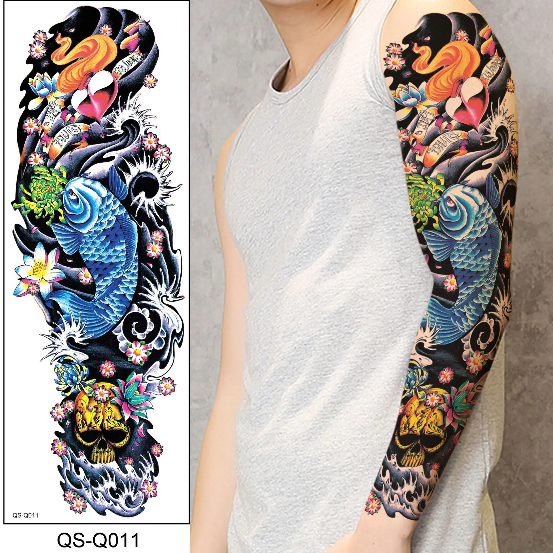 vriua 48cmx17cm arm sleeve tattoo sketch