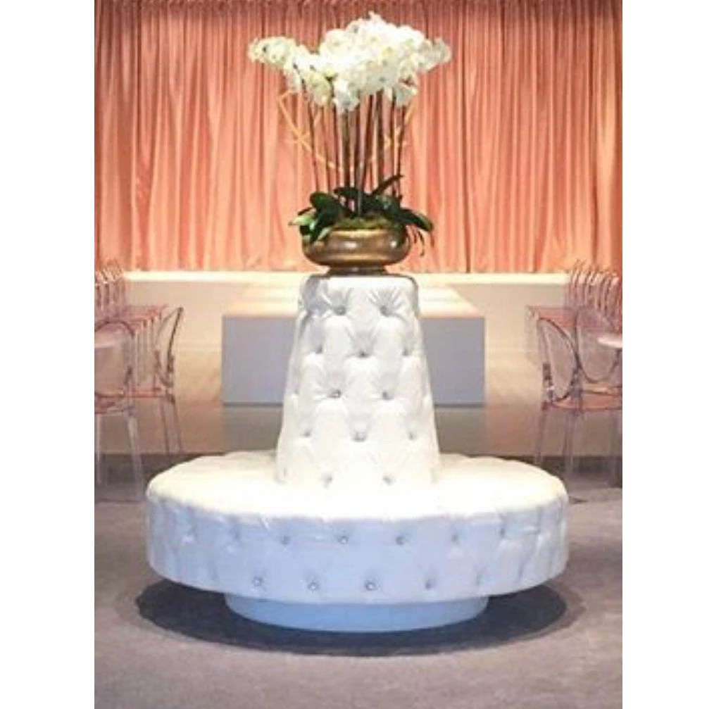 Tufted Circular Banquettes White Round Bench Tufted Circle Sofa