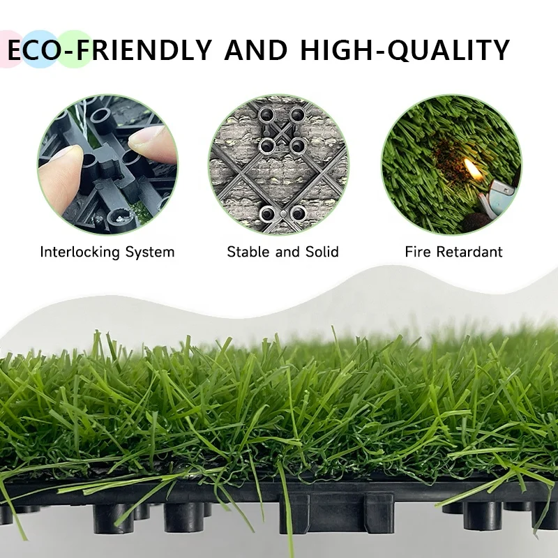 Synthetic Turf Flooring Carpet Grass Tiles Artificial Grass Interlocking Tiles WPC Deck Tiles