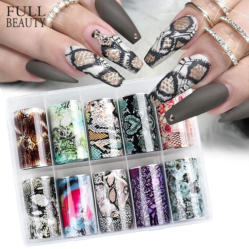 YKZFUI Leopard Nail Art Foil Transfer Stickers Nails Supply Foil Transfers Leopard Print Nail Foils Decals Holographic Starry Sky Animal Skin Design