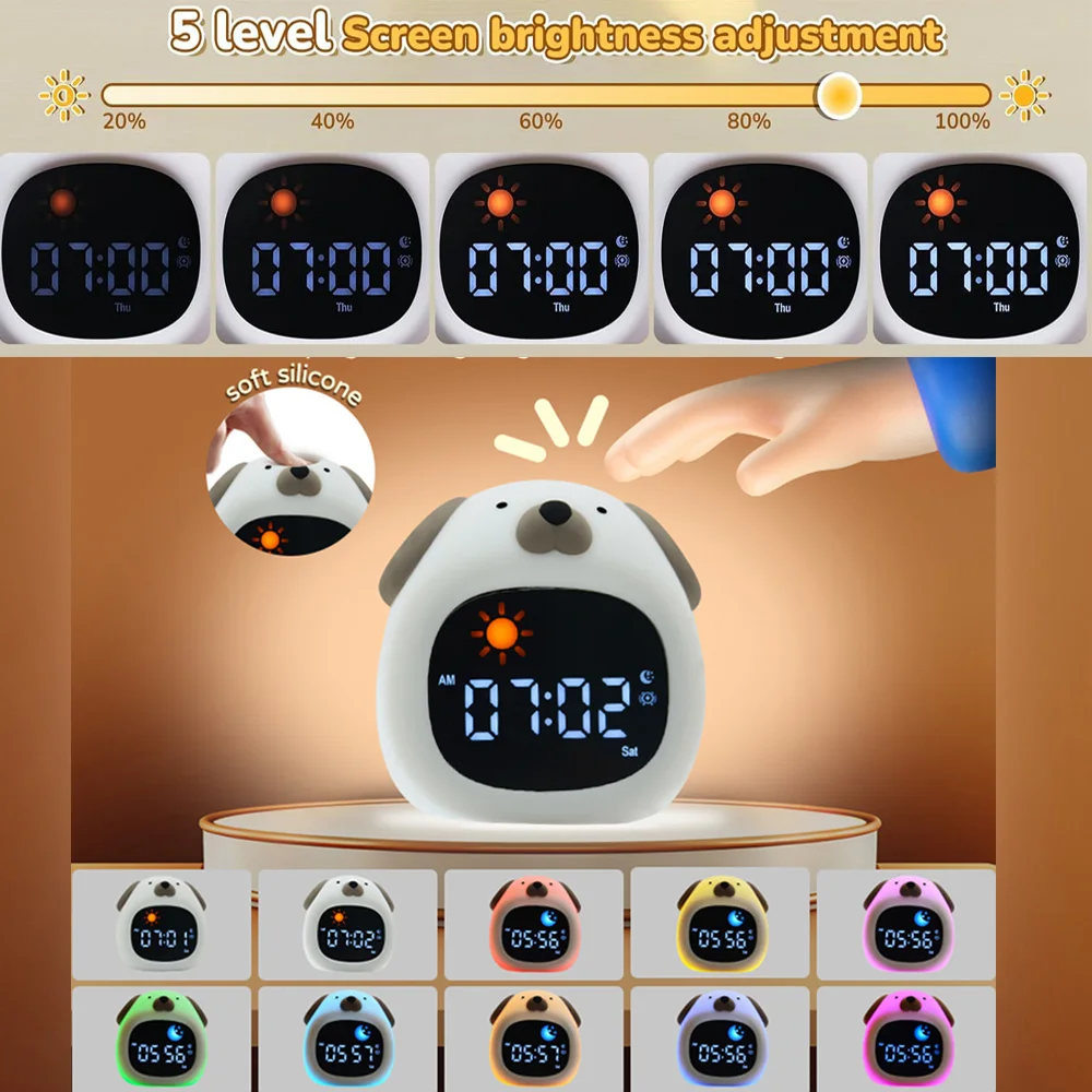 Customized Sleep Trainer Multifunctional Digital Alarm Clock Baby Sleep Portable Sound White Noise Machine Touch Night Light