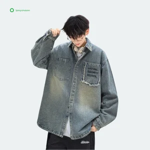 Men's Teenagers Long-sleeved Vacation Shirt Spring New Casual Polyester/Cotton Knitted Breathable Garment Dyed Broadcloth