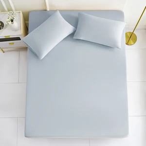 Modern  Bed Sheets Solid Color Mattress Cover Brushed Fabric Fitted Bed Sheets Set With Elastic Band Mattress Cover Bed Sheet