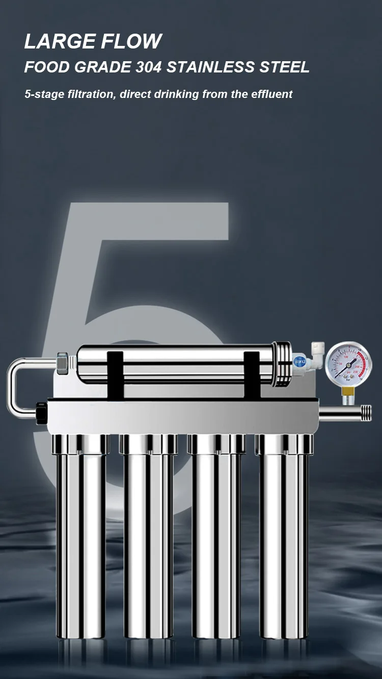 Factory Direct Sales Wholesale Tap Water Filter Purifier 5-grade Stainless Steel UF Water Filter Under Sink for Household Use