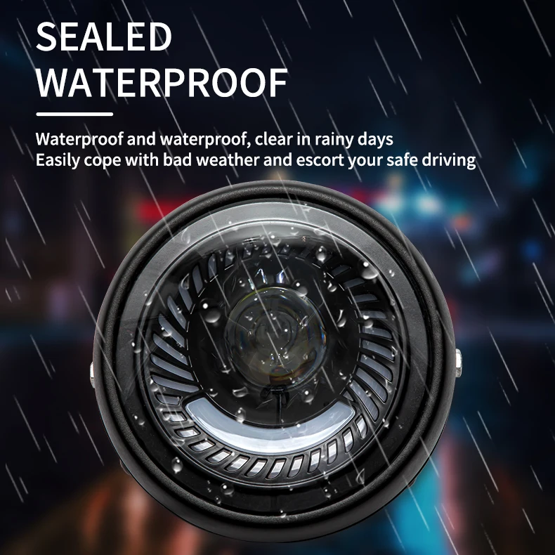 Оптовая продажа винтажная круглая светодиодная фара для мотоцикла 6 5 универсальная модификация 6500k 26 Вт + 12