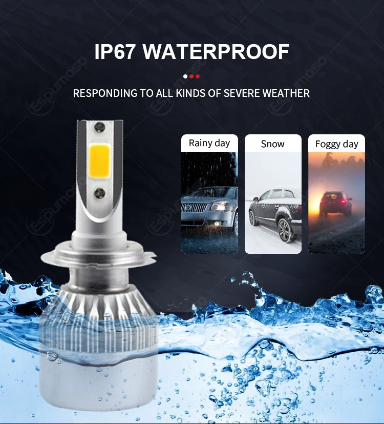 Cheap Price 12v White C6 Led Headlight Bulb 36w 3800lm Cob H1 H7 H11 H3