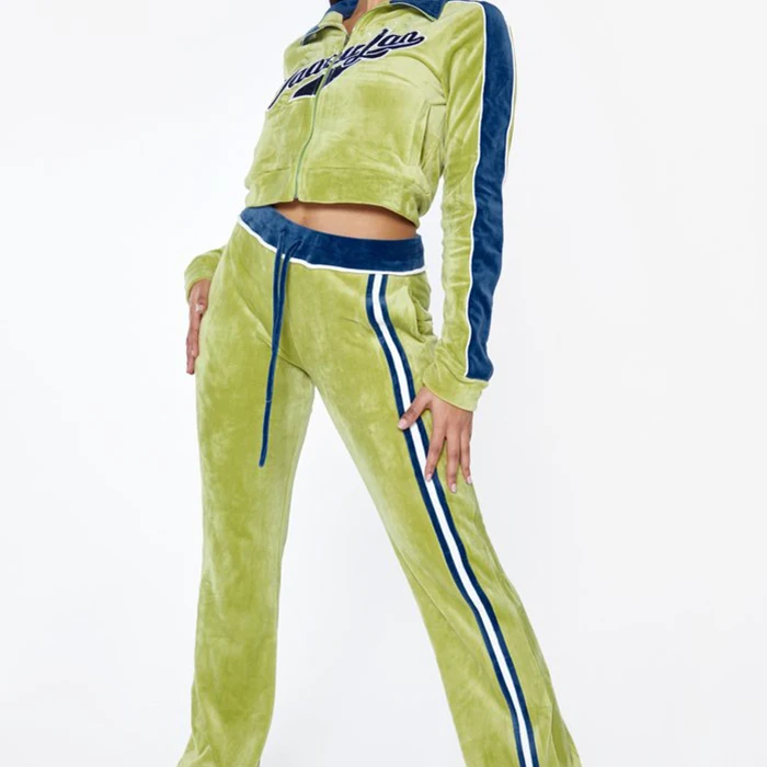Индивидуальный велюровый спортивный костюм для женщин, бархатный велюровый спортивный костюм, штаны для бега