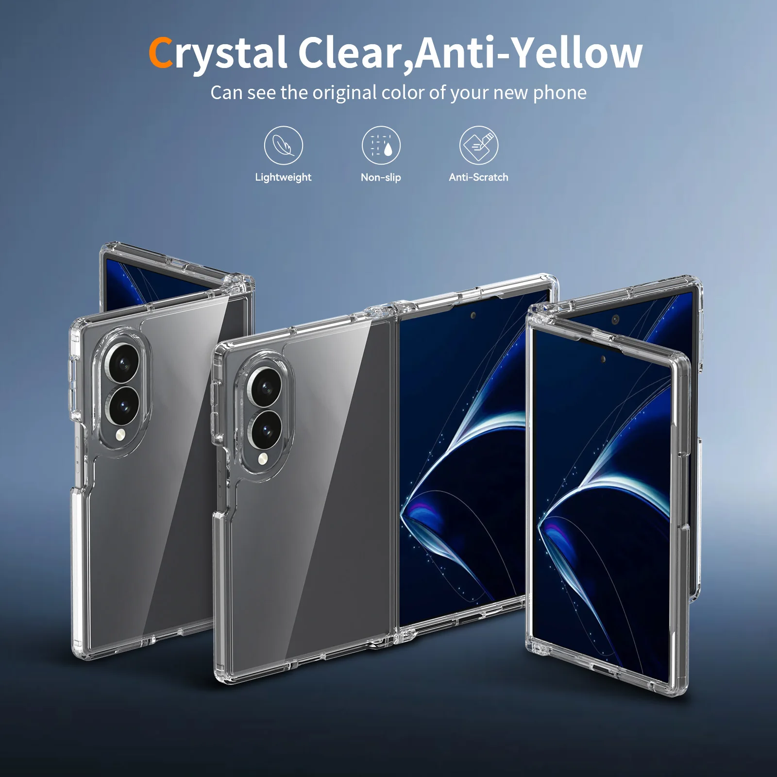 product laudtec case for samsung galaxy z fold 8 wide transparent tpu pc shockproof fold phone case-3