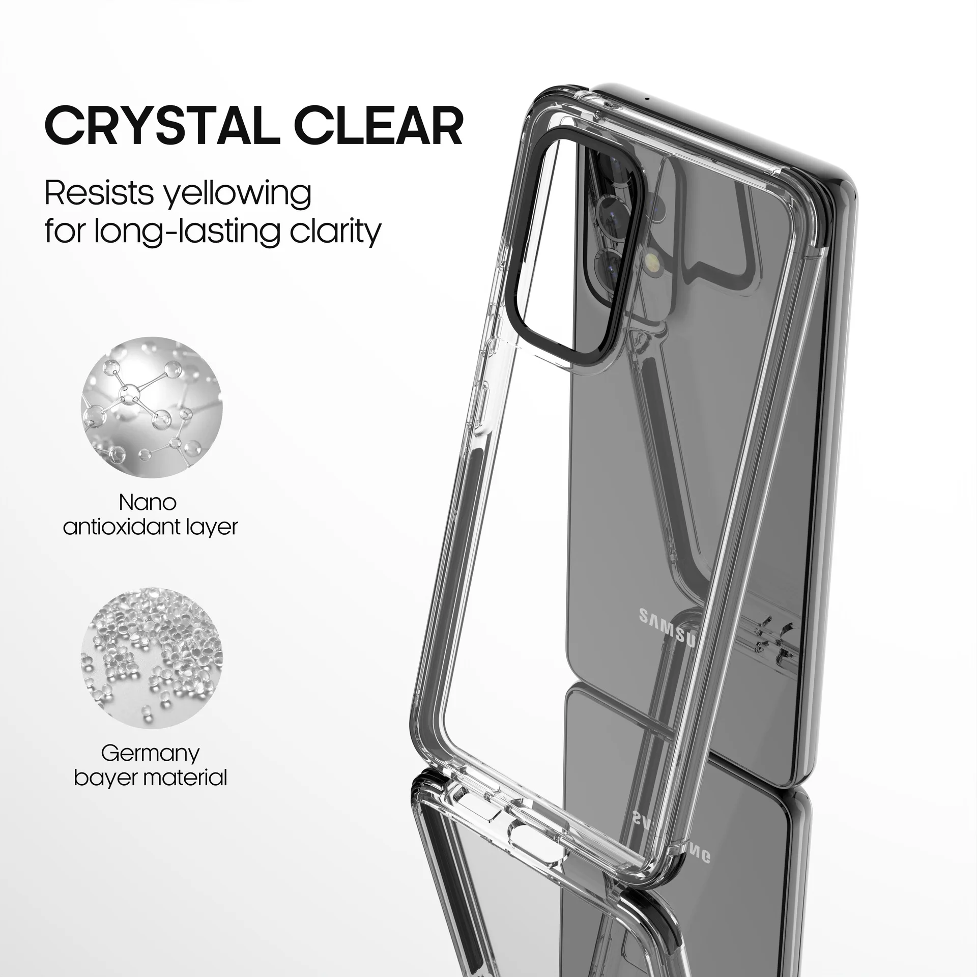 Custom Manufacturer Anti-scratch Transparent Soft TPU+TPE+PC 3in1 Clear Phone Case for Samsung for Galaxy A73 A53 5G Mobile Phon