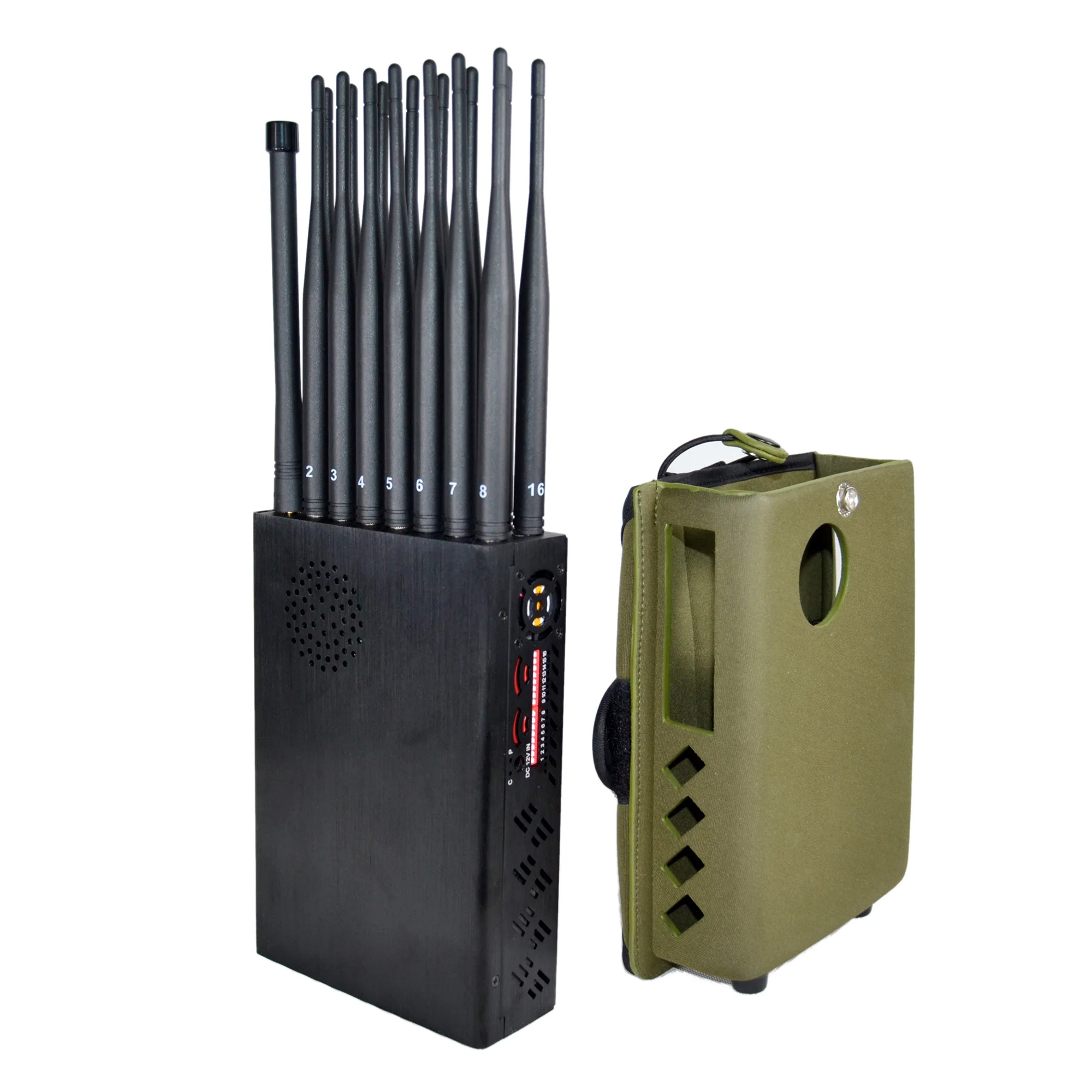 The Latest Handheld 16 Bands Cell Phone Jammer With Nylon Cover,Blocking 5G 4G Wi-Fi5G Jammer