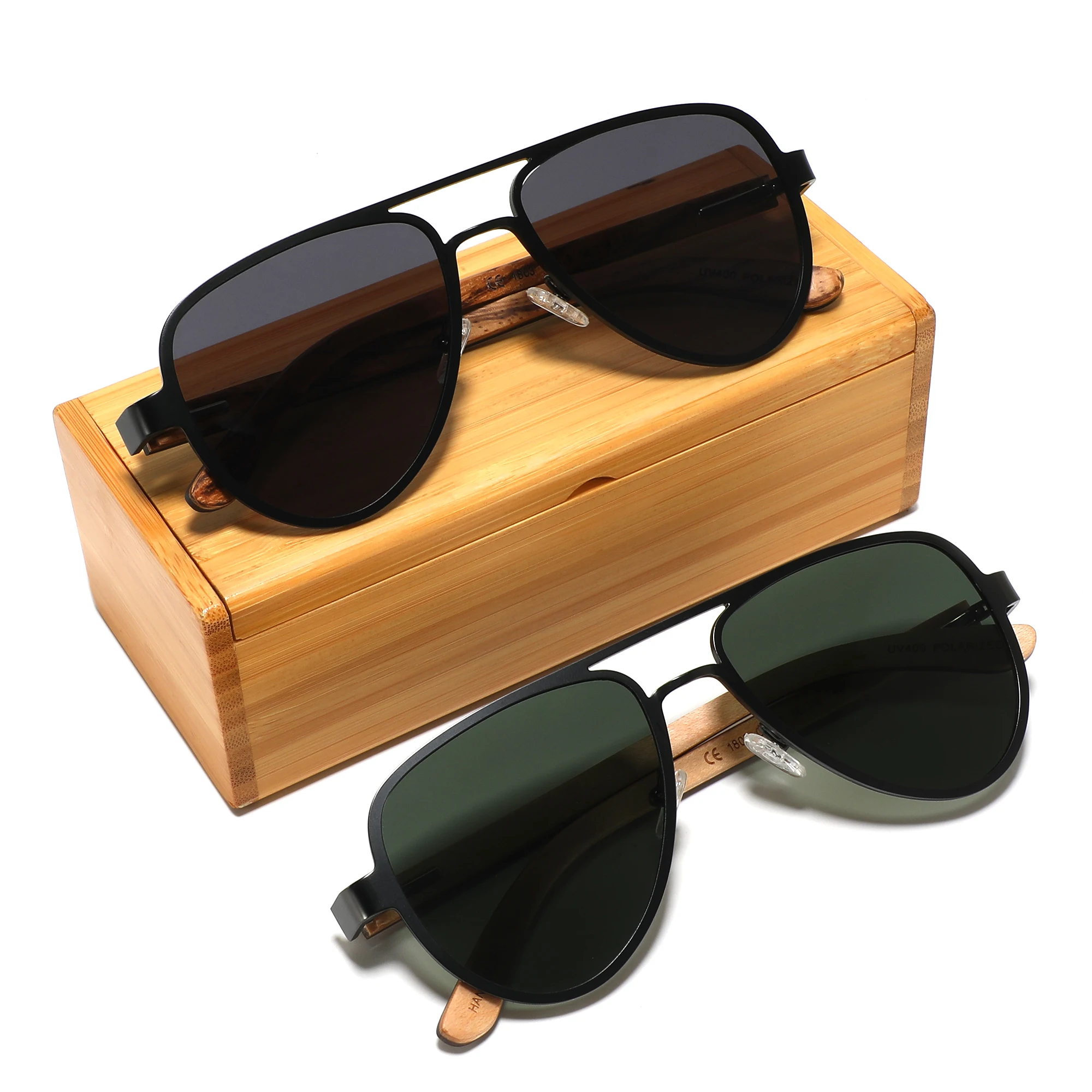 Wood Temple Polarized Retro Sunglasses