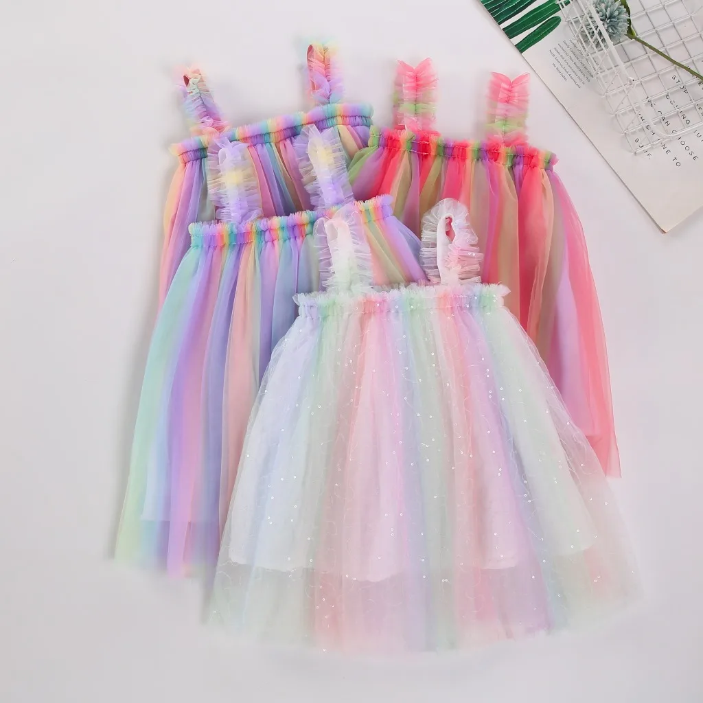 open lace back dress Pastel Spring Layered Tulle Fairy Dress – IsabellaSofia main image 1