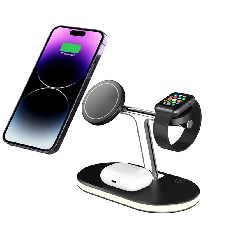 Table Led Lamp Magnetic Wireless Charger 3 In 1 Wireless Charging Station  For Iphone Samsung Huawei Xiaomi - Buy Wireless Charger 3 In 1 Wireless  Charging Station,3 In 1 Wireless Charging Station,Wireless
