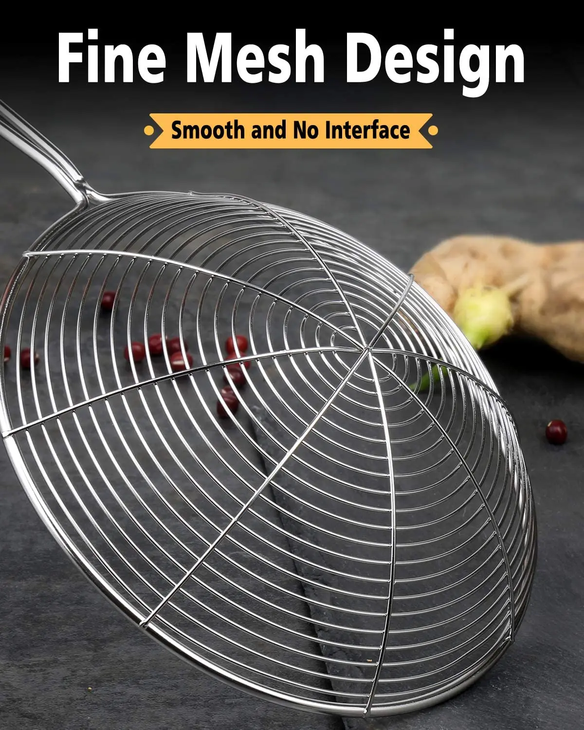 Профессиональный ячеистая сеть нержавеющей стали Паста шумовка ложка для жарки кухонная утварь с ложки длинной ручкой очень большой паук