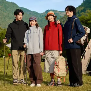 Unisex Quality Rainproof Hardshell Jacket Outdoor Breathable Zipper Stand Collar Casual Loose Style High Performance Hiking