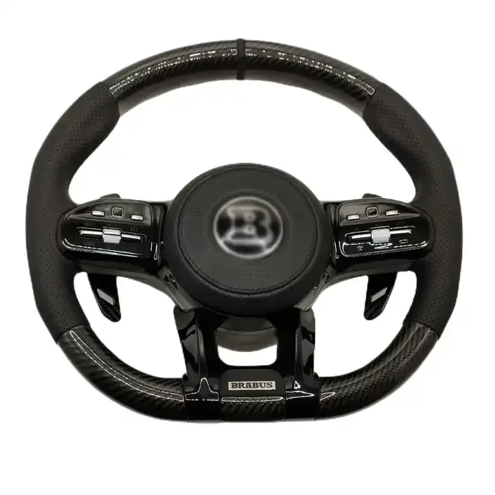 For Amg Carbon Fiber Steering Wheel Refitted Led Full Leather Assembly