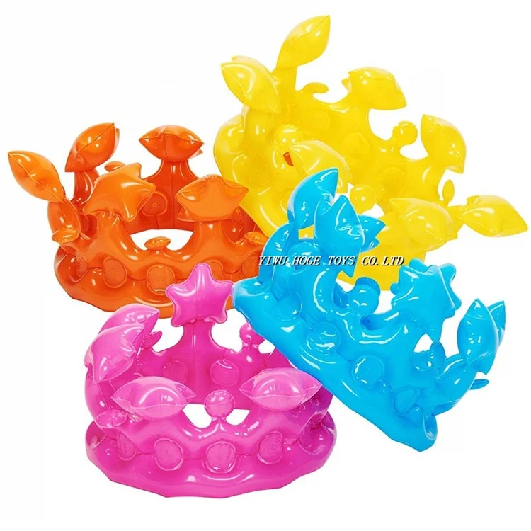 Горячая расродажа PVC цвета для детей с рисунком звезд, Надувное украшение в виде короны для детей