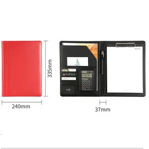 Customized Logo Portable Professional Business Office Portfolio A4 Vegan Leather Zipper File Notepad Gift Items for Office Use