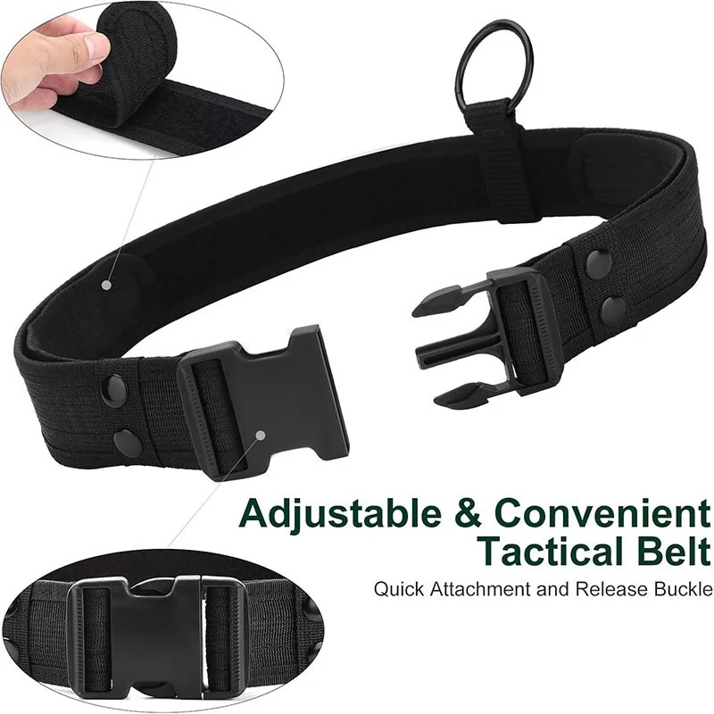 Heavy Duty Adjustable Modular Equipment Security Utility Tactical Belt with Components Pouches Bags Holster for Security Hunting