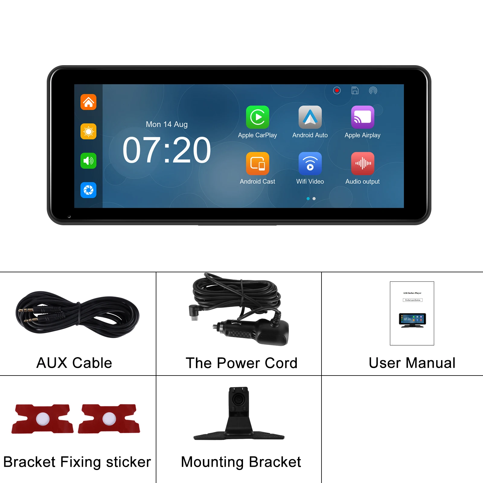 Autoradio Portatile 7 Pollici Con Wireless CarPlay & Android Auto | Bluetooth | Controllo Vocale | Airplay | FM | AUX | Supporto Telecamera Posteriore - Foto 9