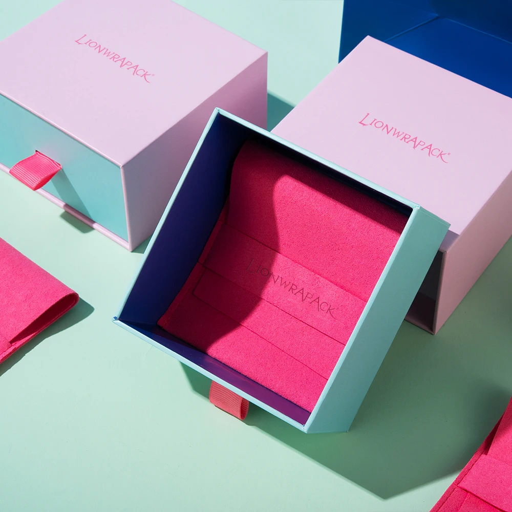 Изготовленный на заказ логотип роскошный раздвижной ящик коробка для ювелирных изделий набор хранения уникальное ожерелье упаковки с