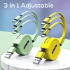 Yellow 3 in 1 USB cable