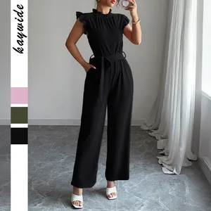 Ruffles Short Sleeve Fashion Jumpsuits Waist Cinching Jumpsuit Women's Clothing