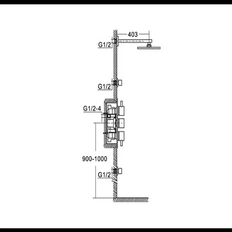 Modern Brass Concealed Thermostatic Shower System details