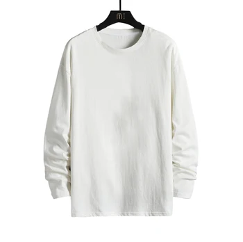 2021 Spring Custom Long Sleeves 100% Cotton Printing Colour Blank Plain Men's T-shirt