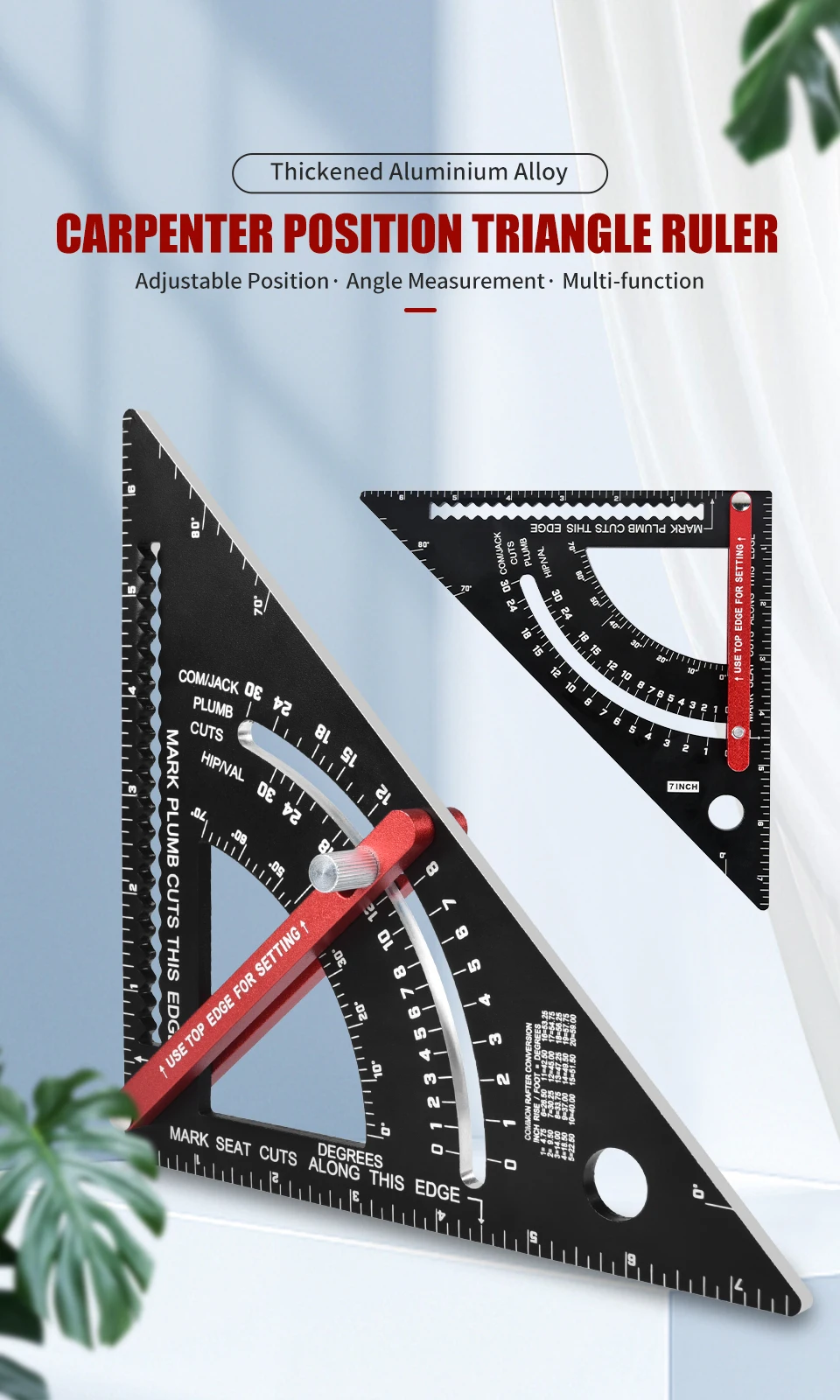 7 Inch Aluminum Alloy Protractor Measuring Silding Pole Ruler Speed ...