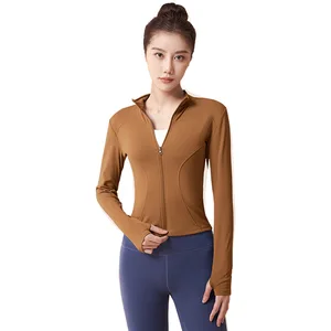 Yoga Top Autumn Winter Top Fitness Wear Slimming Sport Jacket with Thickened Warm Fleece Lining Yoga Outfit for Cold Weather