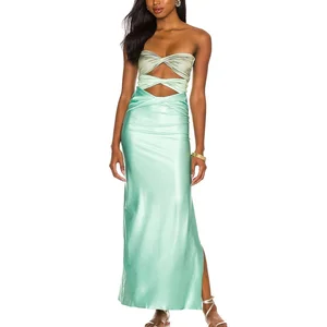 Custom Latest Designer Brand New Arrivals High Quality Fashion Female Summer Lady Satin Cut Out Long Women Maxi Dress 2026