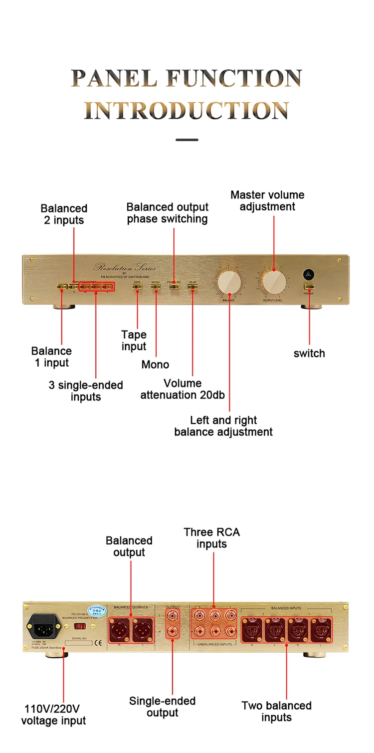 BRZHIFI FM255 Classic HI-END Audiophile Balanced Stereo Amplifier Preamplifier Switzerland Audio Clone Receiver HI-END Preamp details