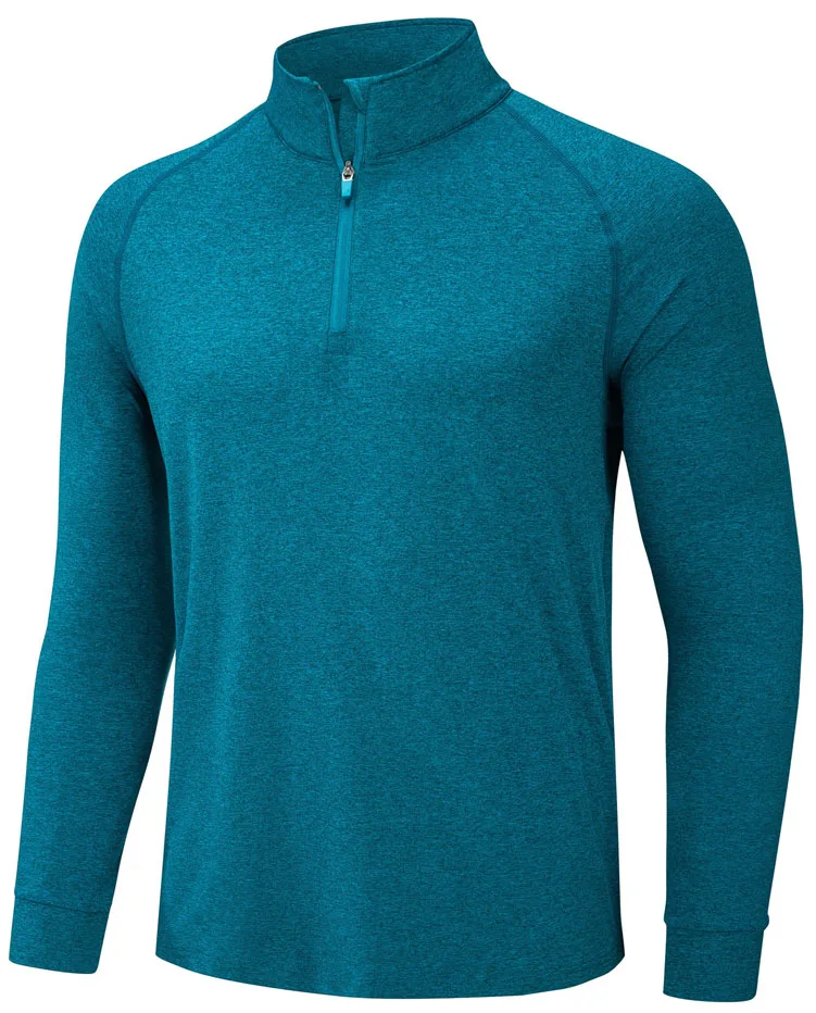 Custom LOGO UPF50+ Sun Protection 1/4 Zip Pullovers Mens Long Sleeve POLO Shirt High Quality Running