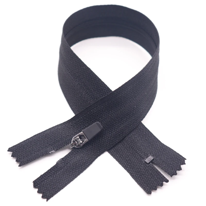 Semi-auto Lock Rubber Puller Small Nylon Zipper #3#5 Reversible Invisible Zipper Reverse for Jersey Cycling Zipper