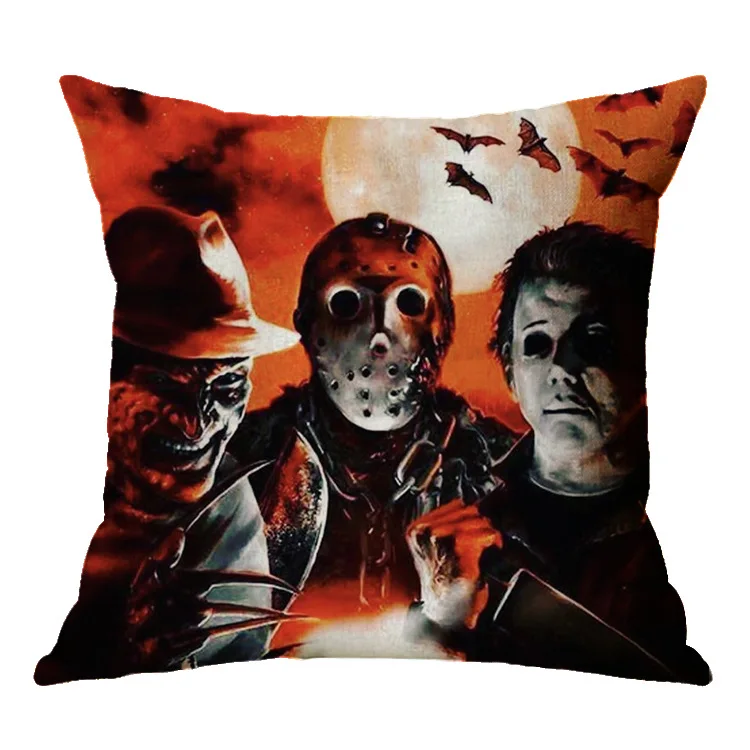 Unique Horror Cotton Linen Custom Printed Pillowcase With Zipper ...