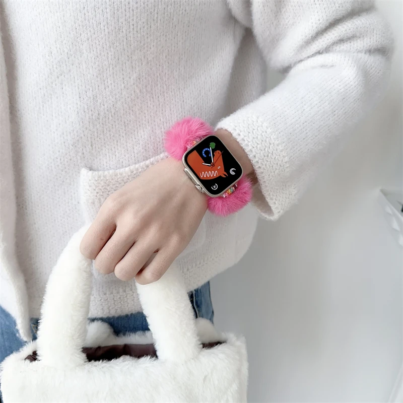 Smartwatch Mujer Chica Pulseras Correa Pulsera Conejo Esponjoso