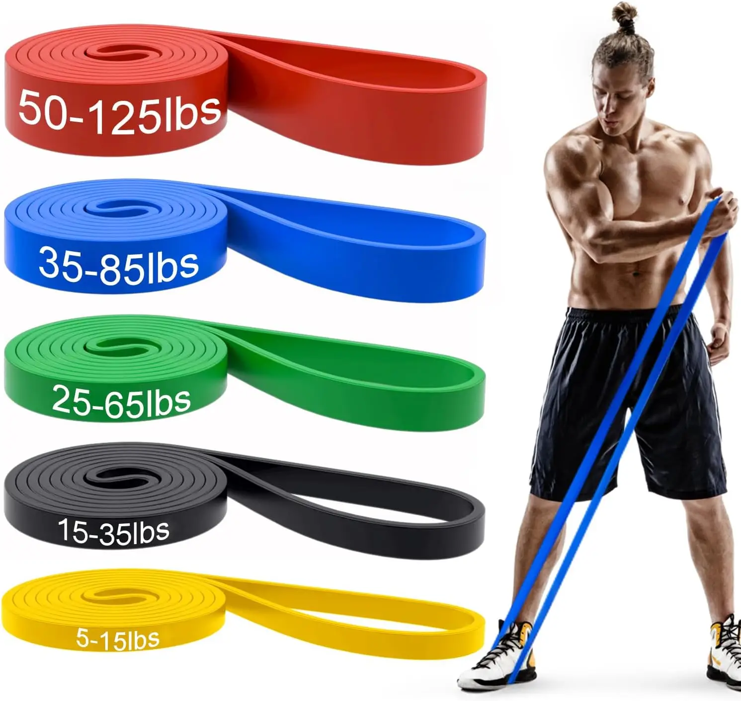 Custom Logo Workout Resistance Loop Band Training Elastic Rubber Band for Gym Yoga Exercise Latex Fitness Resistance Band Set