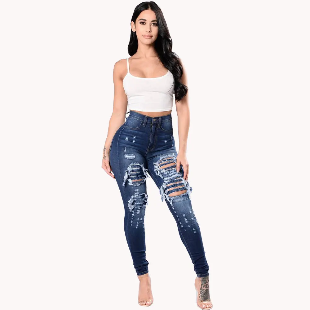 Jeans da donna firmati di marca alla moda estivi Hip Hop con fori