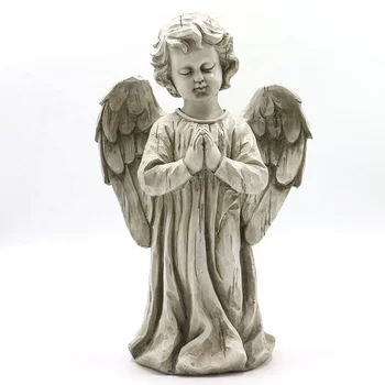 Garden outdoor customized kneeling resin angel statue, resin guardian cherub figurine angel pray statue#