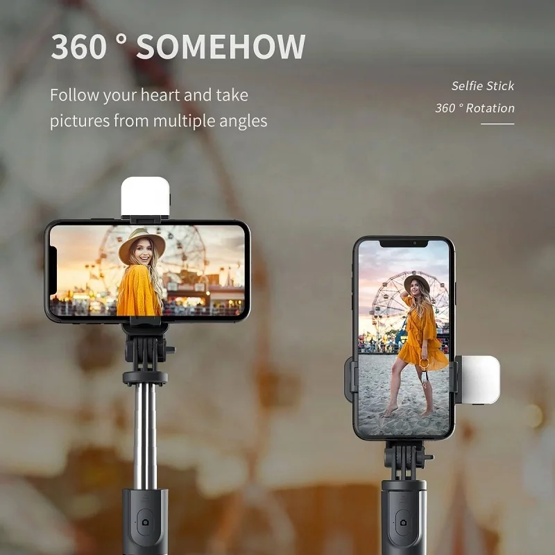 L02s Extendable Wireless Remote Control LED Fill Light Monopod Selfie Stick Tripod for Smartphone