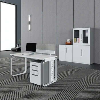 School Custom Brown Panel Office Desk With Edging
